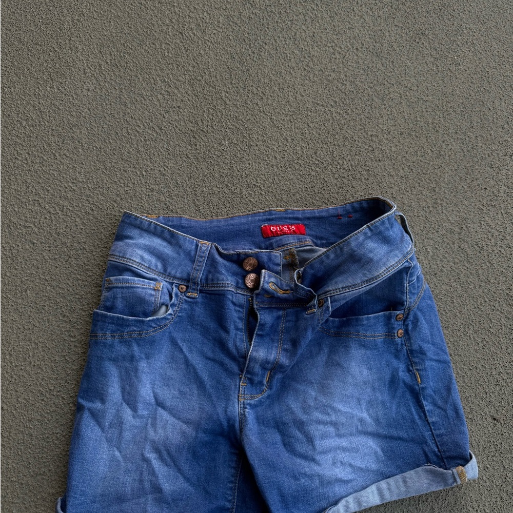 Guess Blue Denim Rolled-Hem Shorts